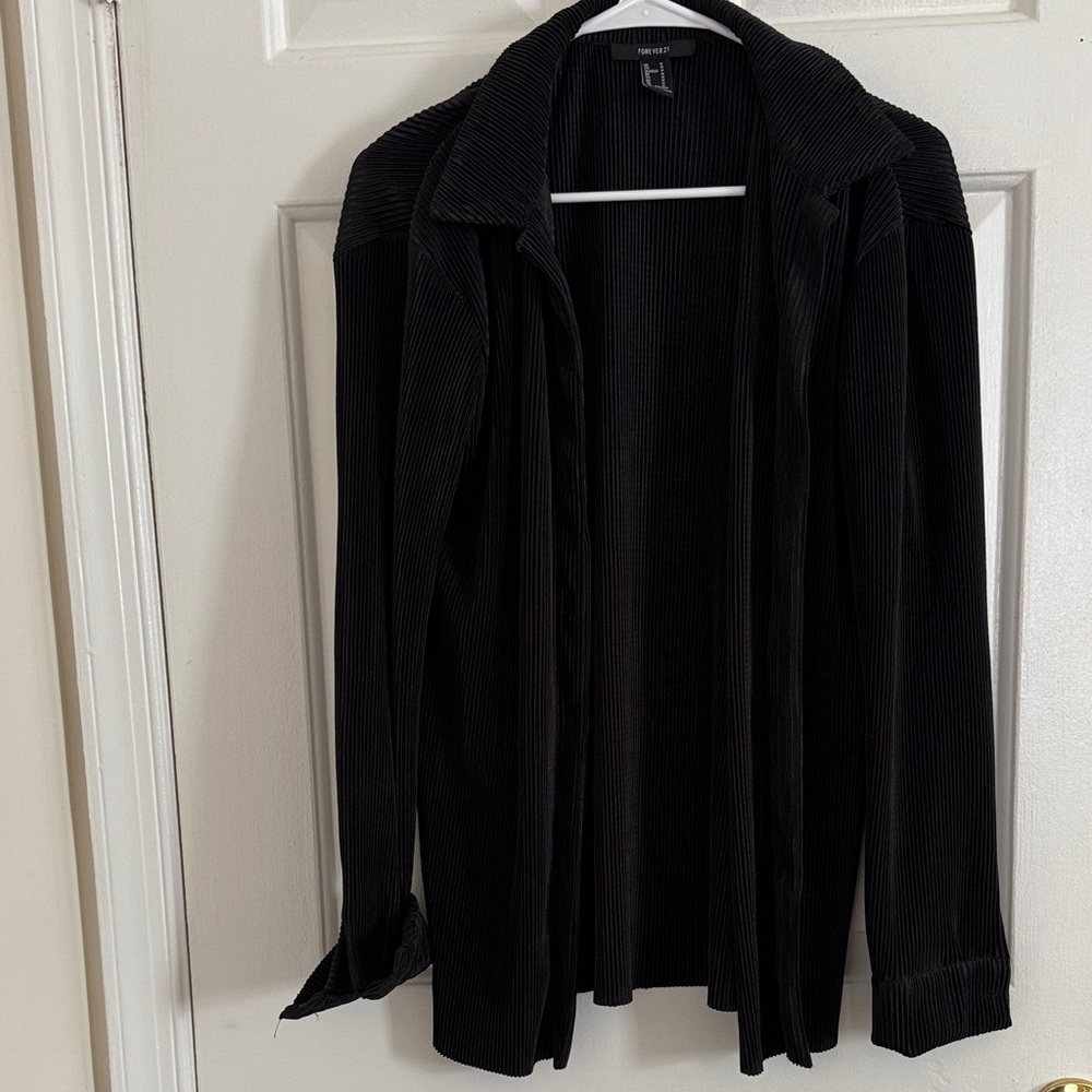 Forever 21 Black Corduroy look blouse size M